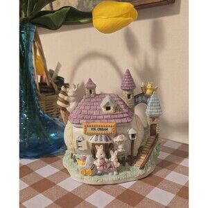 Bunny Towns Ice Cream Shop Hand Painted Porcelain Collectible Figurine Vintage